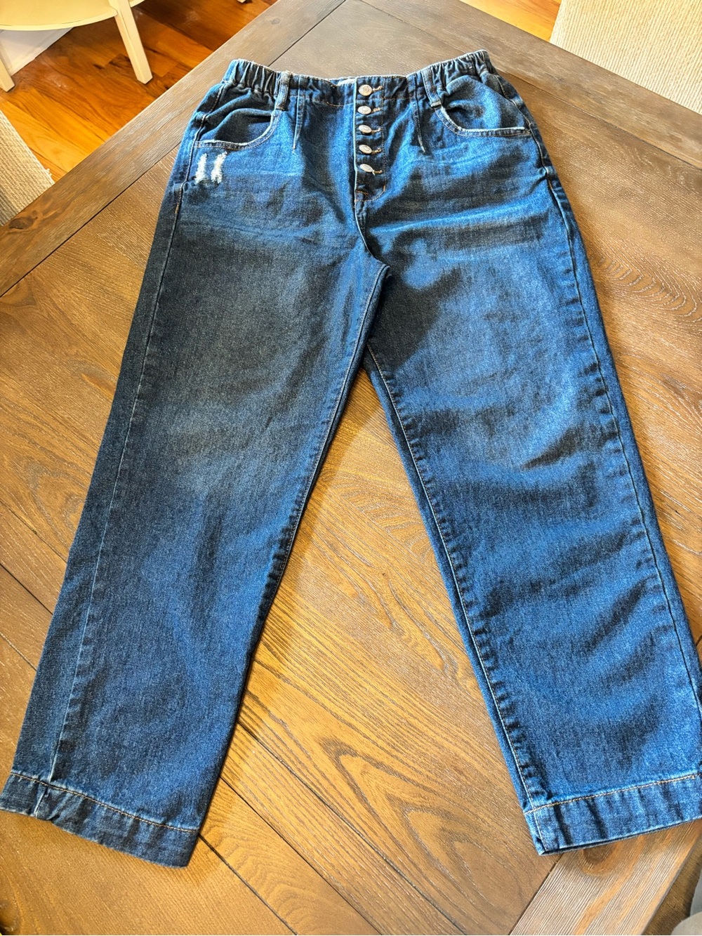 kenzie Relaxed Dark Blue Denim Button-Fly Jeans